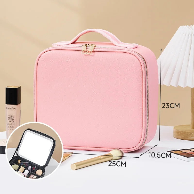 Makeup Bag With LED Mirror - Pink