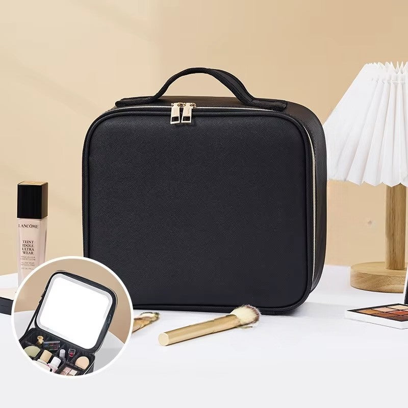 Makeup Bag with LED Mirror - Black