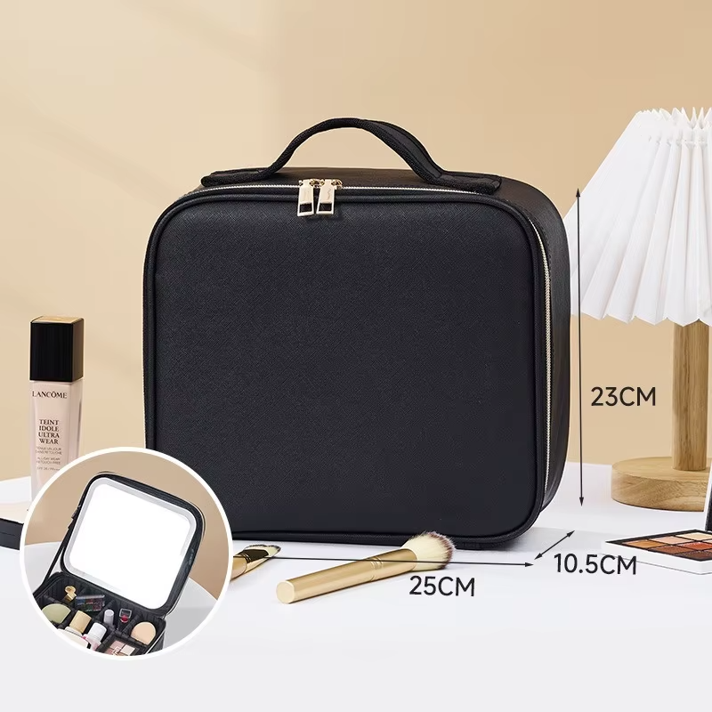 Makeup Bag with LED Mirror - Black